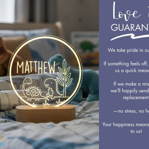 Dinosaur Custom Name Light | Personalized LED Room Decor | Kids Minimalist Gift - Picture 6 of 8